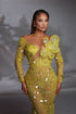 Floral Radiance Boat Neck Gown
