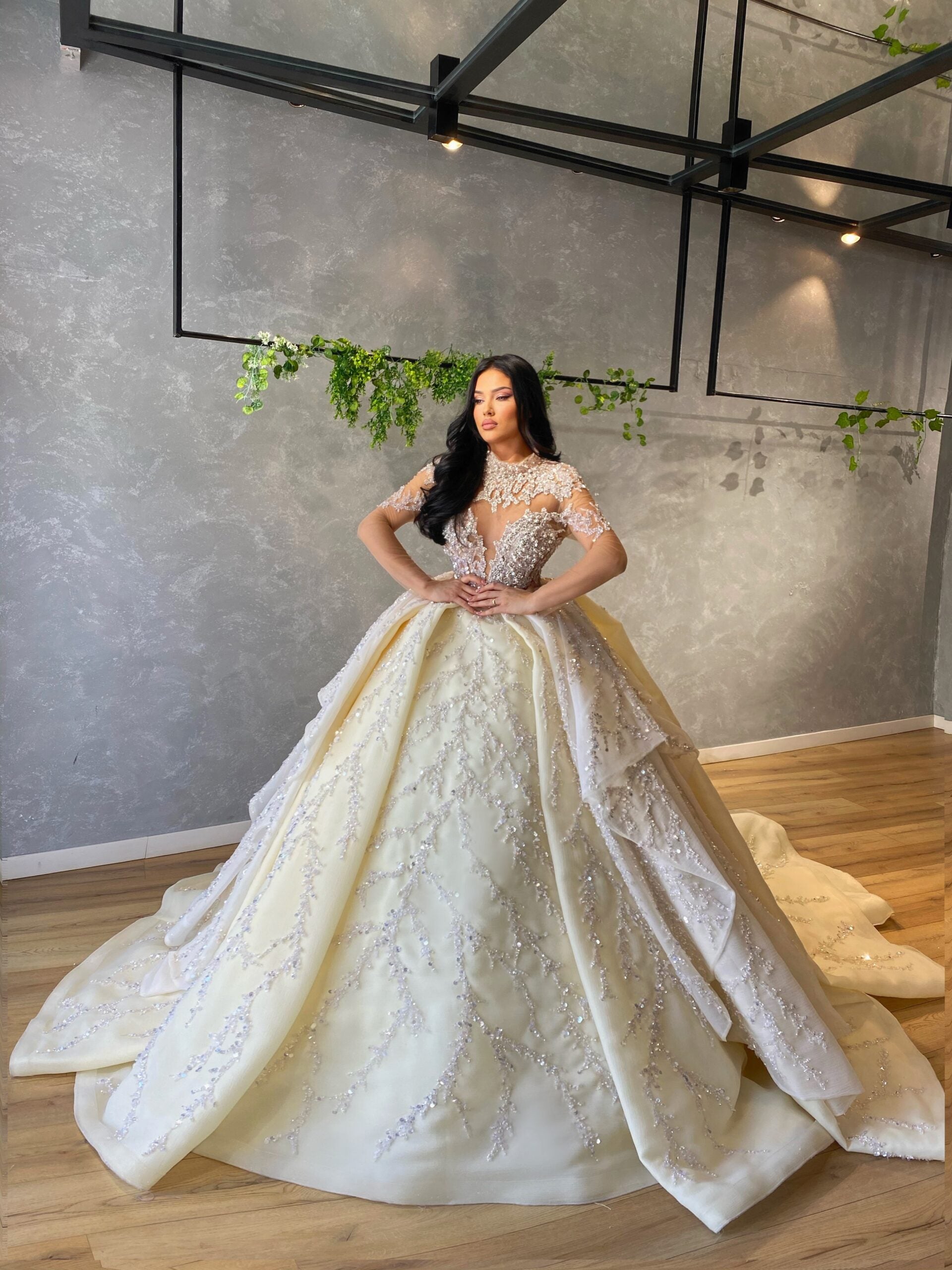 Ball Gown Strapless Ivory Sequins Sparkle Princess Wedding Dress QP123 –  SQOSA