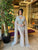 Long Embroidered silver dress
