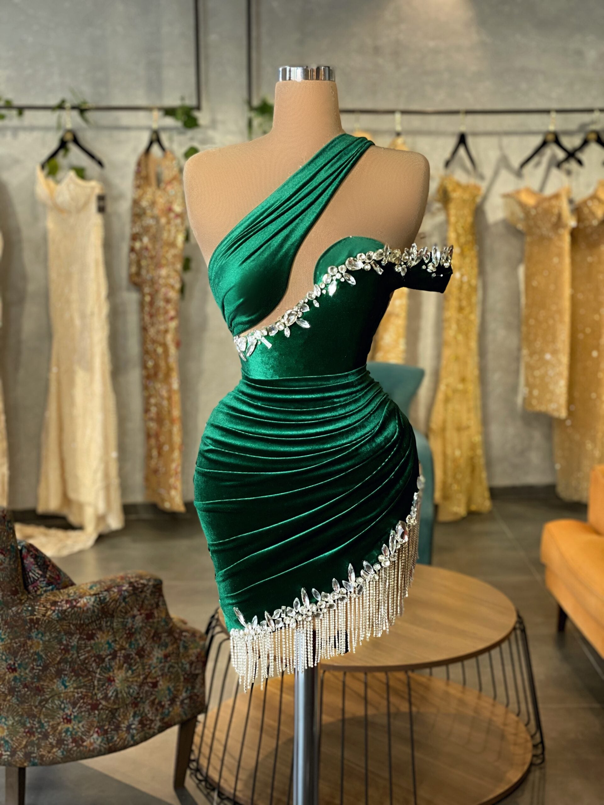 Mini Green Velvet Dress – Goddess Exclusive