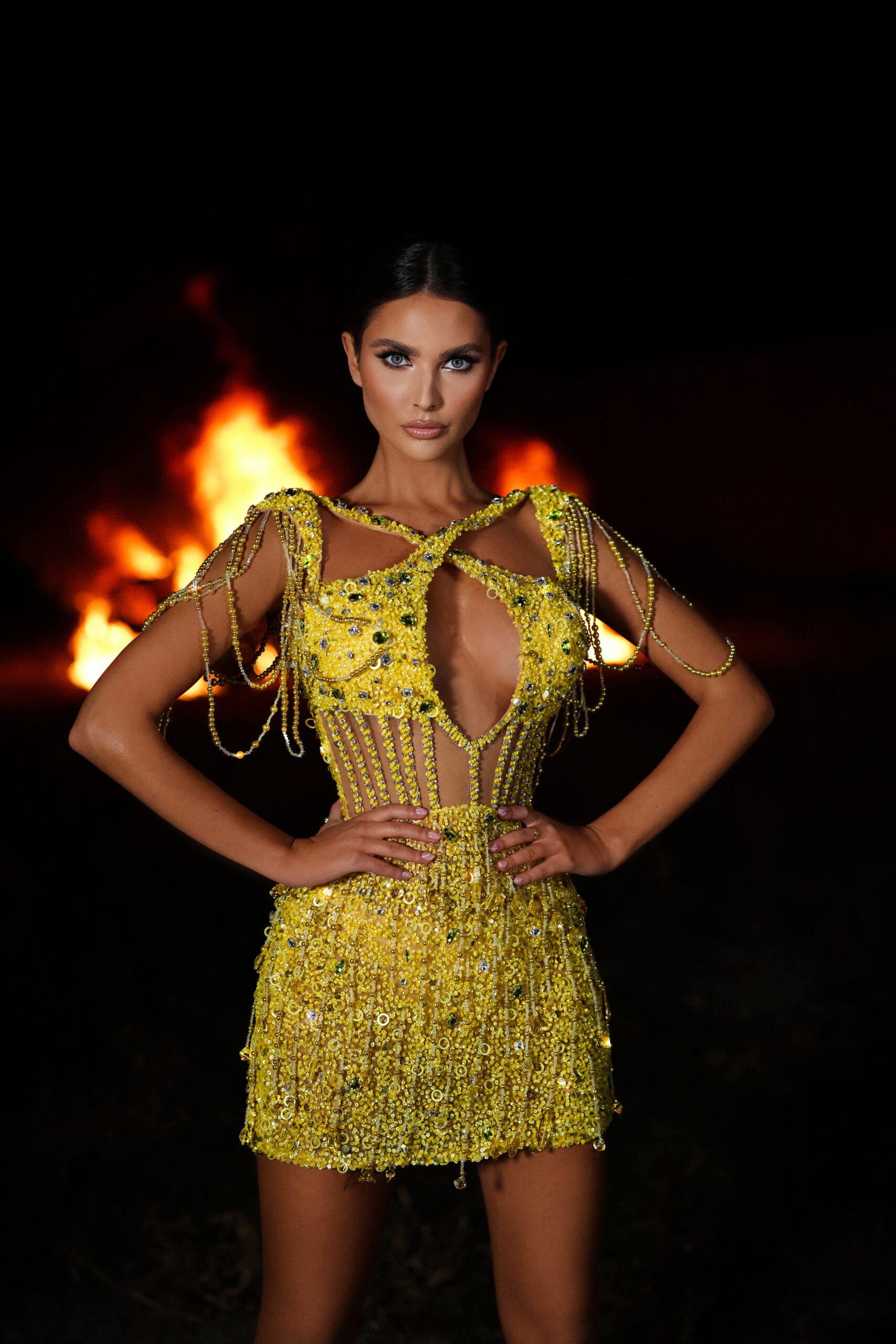 Yellow Stone Dress Goddess Exclusive Yellow Stone Dress Goddess Exclusive
