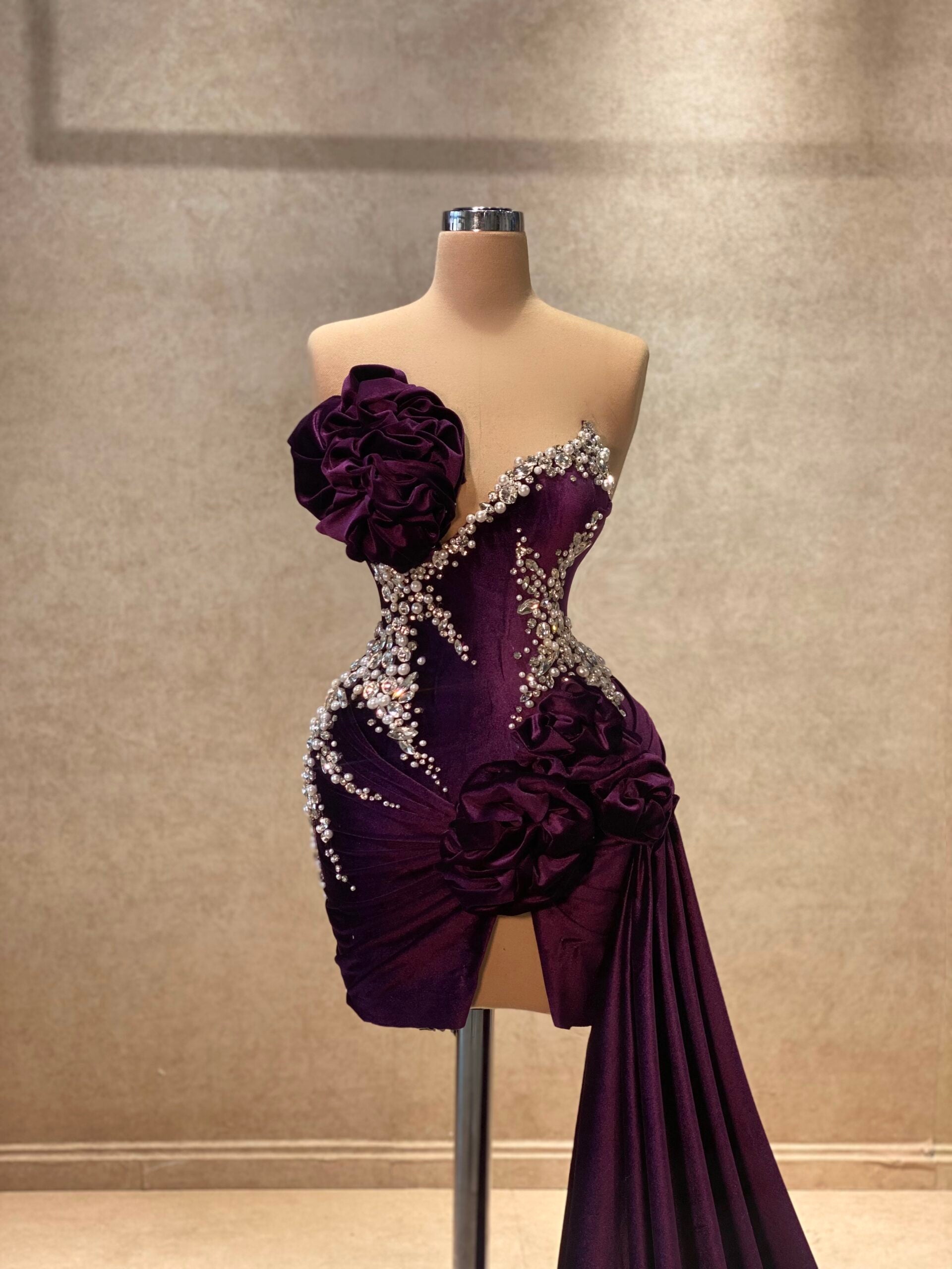 Dark Purple Velvet Dress – Goddess Exclusive - Main Image