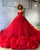 Red Voluminous Ball Gown