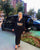 Two piece black with silver details set