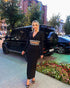 Two piece black with silver details set