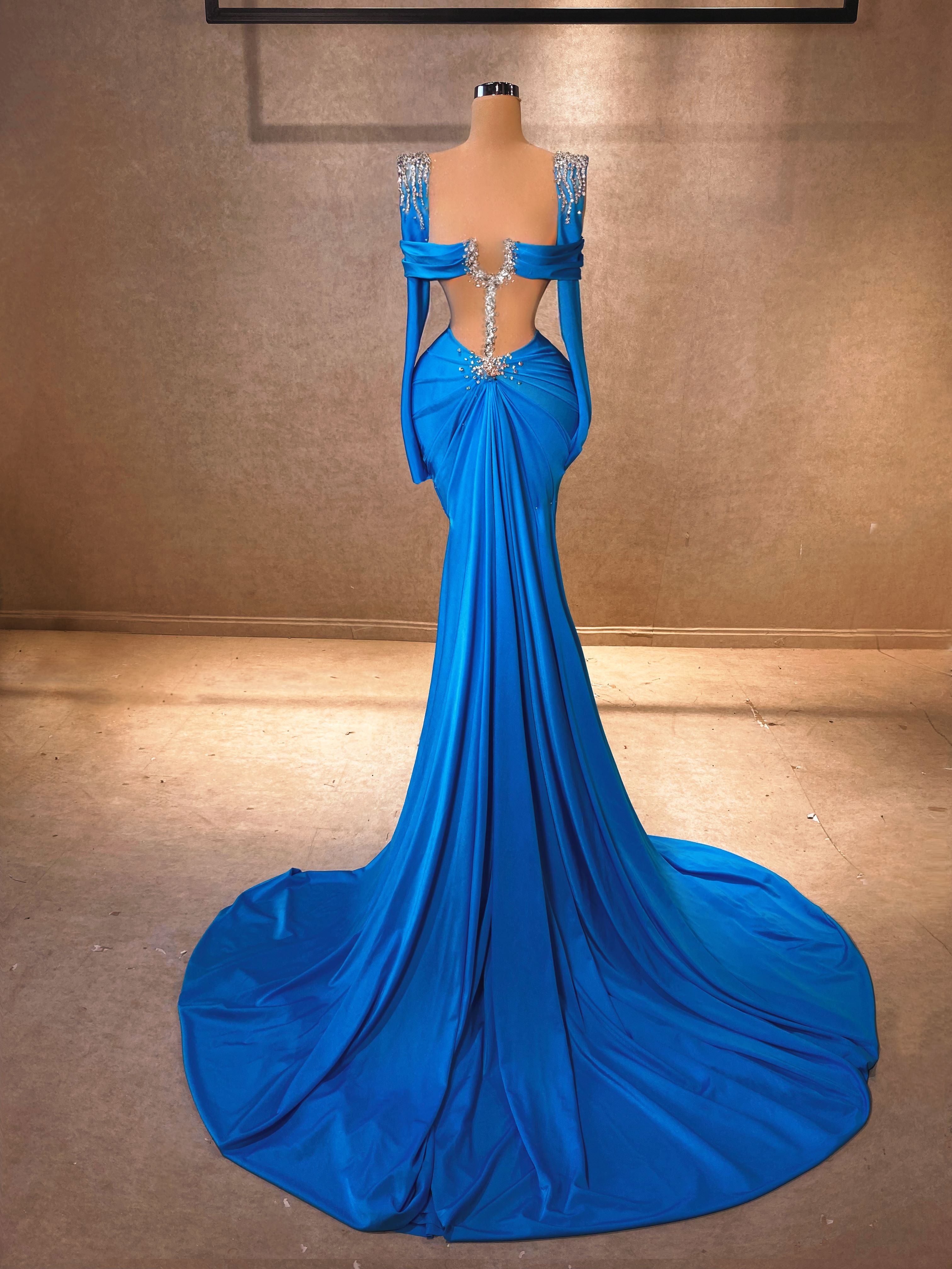 blue haute couture dresses Floral-Embellished Pastel Prom Ball Gown TM1003 Dusty Blue / 0