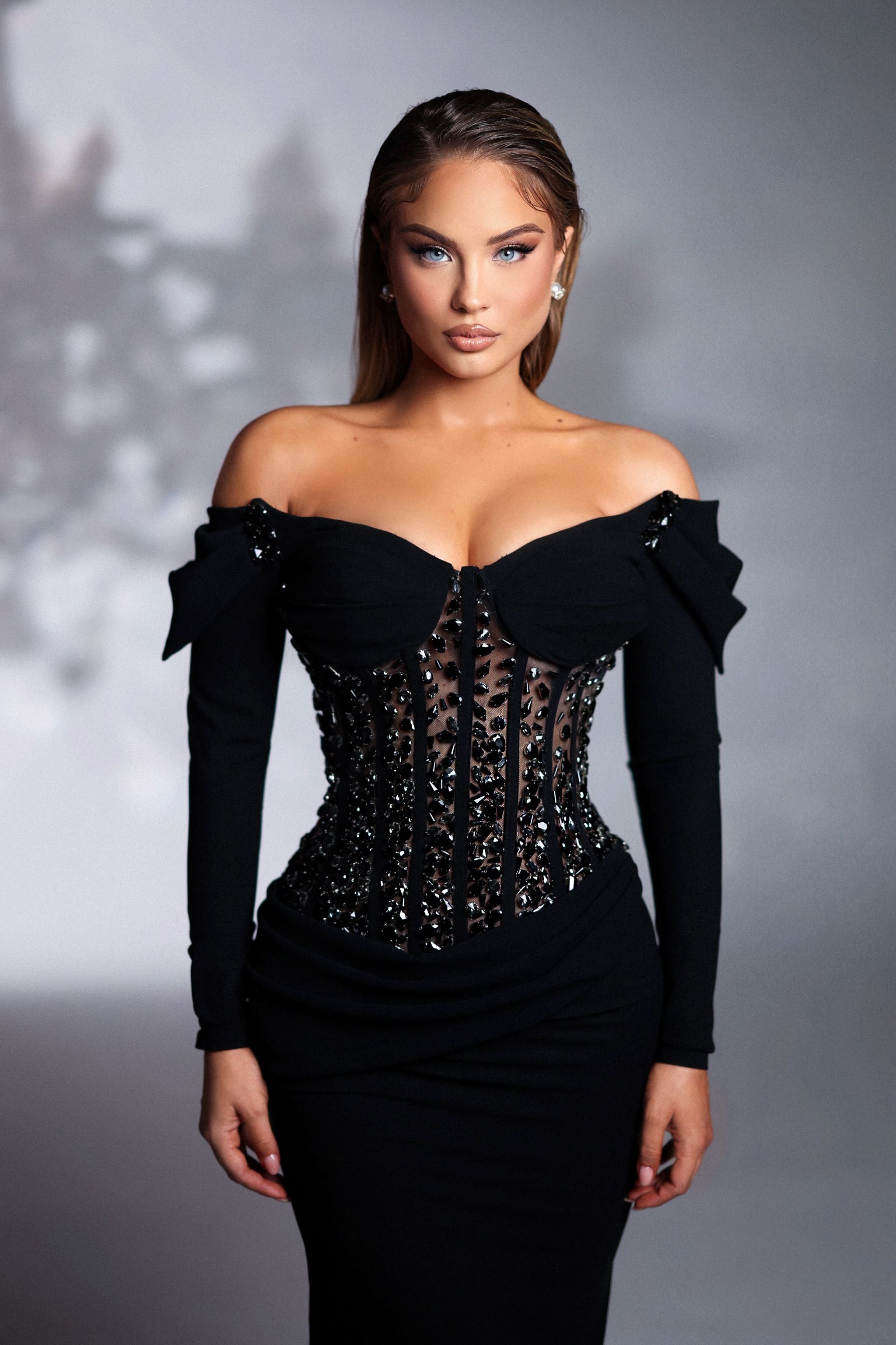 Bead-Adorned Corset Gown Goddess Exclusive Bead-Adorned Corset Gown Goddess Exclusive